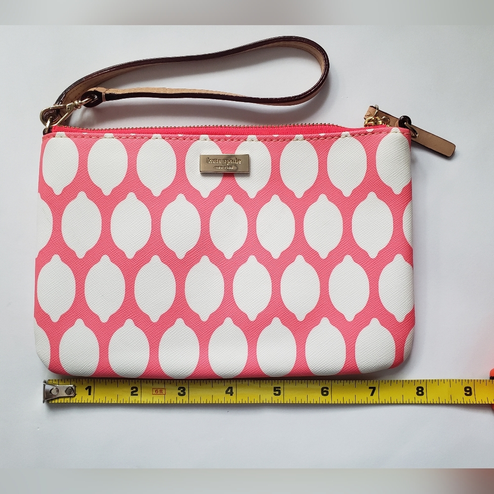 KATE SPADE Grant Street Lilly Lemon Print Leather Wristlet